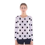 Polka Dots - Black on Pastel Pink Women s Long Sleeve T-shirt