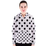 Polka Dots - Black on Pastel Pink Women s Zipper Hoodie