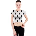 Polka Dots - Black on Pastel Pink Crew Neck Crop Top