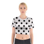 Polka Dots - Black on Pastel Pink Cotton Crop Top