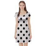 Polka Dots - Black on Pastel Pink Short Sleeve Skater Dress