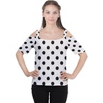 Polka Dots - Black on Pastel Pink Women s Cutout Shoulder Tee