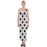 Polka Dots - Black on Pastel Pink Fitted Maxi Dress