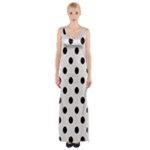 Polka Dots - Black on Pastel Pink Maxi Thigh Split Dress