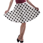 Polka Dots - Black on Pastel Pink A-line Skater Skirt
