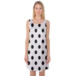 Polka Dots - Black on Pastel Pink Sleeveless Satin Nightdress