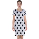 Polka Dots - Black on Pastel Pink Short Sleeve Nightdress