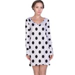 Polka Dots - Black on Pastel Pink Long Sleeve Nightdress