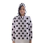 Polka Dots - Black on Pastel Pink Hooded Wind Breaker (Women)