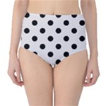 Polka Dots - Black on Pastel Pink High-Waist Bikini Bottoms
