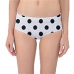 Polka Dots - Black on Pastel Pink Mid-Waist Bikini Bottoms