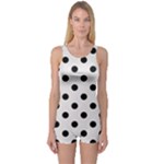 Polka Dots - Black on Pastel Pink One Piece Boyleg Swimsuit