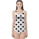 Polka Dots - Black on Pastel Pink One Piece Swimsuit