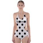 Polka Dots - Black on Pastel Pink Cut-Out One Piece Swimsuit