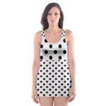 Polka Dots - Black on Pastel Pink Skater Dress Swimsuit