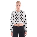 Polka Dots - Black on Pastel Pink Women s Cropped Sweatshirt