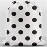 Polka Dots - Black on Pastel Pink Drawstring Bag (Large)