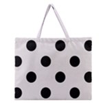 Polka Dots - Black on Pastel Pink Zipper Large Tote Bag