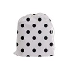 Polka Dots - Black on Pastel Pink Drawstring Pouch (L)