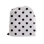 Polka Dots - Black on Pastel Pink Drawstring Pouch (XL)