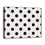 Polka Dots - Black on Pastel Pink Canvas 14  x 11  (Stretched)