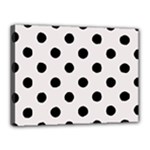 Polka Dots - Black on Pastel Pink Canvas 16  x 12  (Stretched)