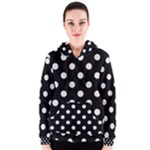 Polka Dots - Pastel Pink on Black Women s Zipper Hoodie