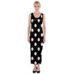 Polka Dots - Pastel Pink on Black Fitted Maxi Dress