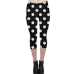 Polka Dots - Pastel Pink on Black Capri Leggings