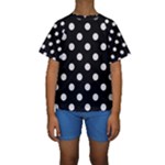 Polka Dots - Pastel Pink on Black Kid s Short Sleeve Swimwear