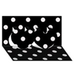 Polka Dots - Pastel Pink on Black Twin Hearts 3D Greeting Card (8x4)