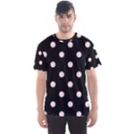 Polka Dots - Misty Rose Pink on Black Men s Sport Mesh Tee