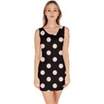 Polka Dots - Misty Rose Pink on Black Bodycon Dress