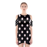 Polka Dots - Misty Rose Pink on Black Women s Cutout Shoulder Dress