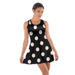 Polka Dots - Misty Rose Pink on Black Cotton Racerback Dress