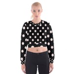 Polka Dots - Misty Rose Pink on Black Women s Cropped Sweatshirt
