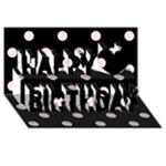 Polka Dots - Misty Rose Pink on Black Happy Birthday 3D Greeting Card (8x4)