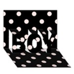 Polka Dots - Misty Rose Pink on Black BOY 3D Greeting Card (7x5)