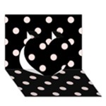 Polka Dots - Misty Rose Pink on Black Heart 3D Greeting Card (7x5)