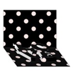Polka Dots - Misty Rose Pink on Black LOVE Bottom 3D Greeting Card (7x5)