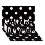 Polka Dots - Misty Rose Pink on Black YOU ARE INVITED 3D Greeting Card (7x5)
