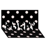 Polka Dots - Misty Rose Pink on Black SORRY 3D Greeting Card (8x4)