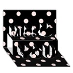 Polka Dots - Misty Rose Pink on Black Miss You 3D Greeting Card (7x5)