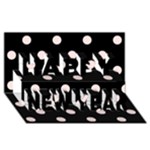 Polka Dots - Misty Rose Pink on Black Happy New Year 3D Greeting Card (8x4)