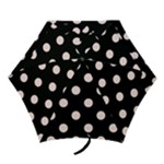 Polka Dots - Misty Rose Pink on Black Mini Umbrella