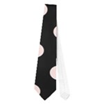Polka Dots - Misty Rose Pink on Black Necktie (One Side)