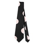 Polka Dots - Misty Rose Pink on Black Necktie (Two Side)