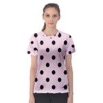 Polka Dots - Black on Piggy Pink Women s Sport Mesh Tee