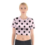 Polka Dots - Black on Piggy Pink Cotton Crop Top