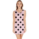 Polka Dots - Black on Piggy Pink Bodycon Dress